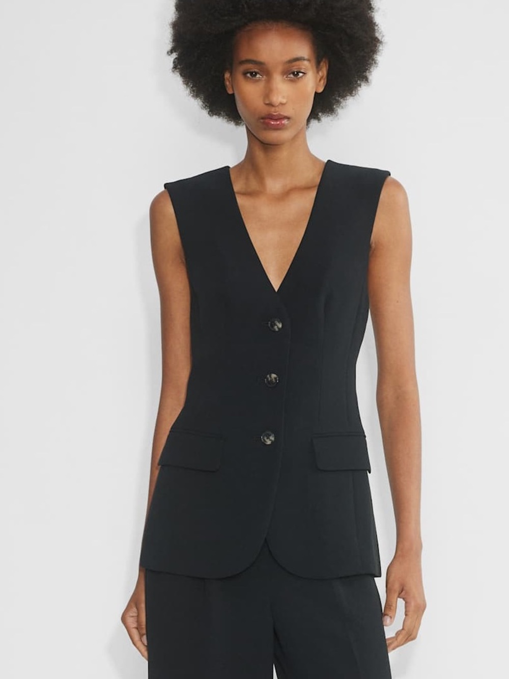 Wilfred Black Sleeveless V-Neck Vest
